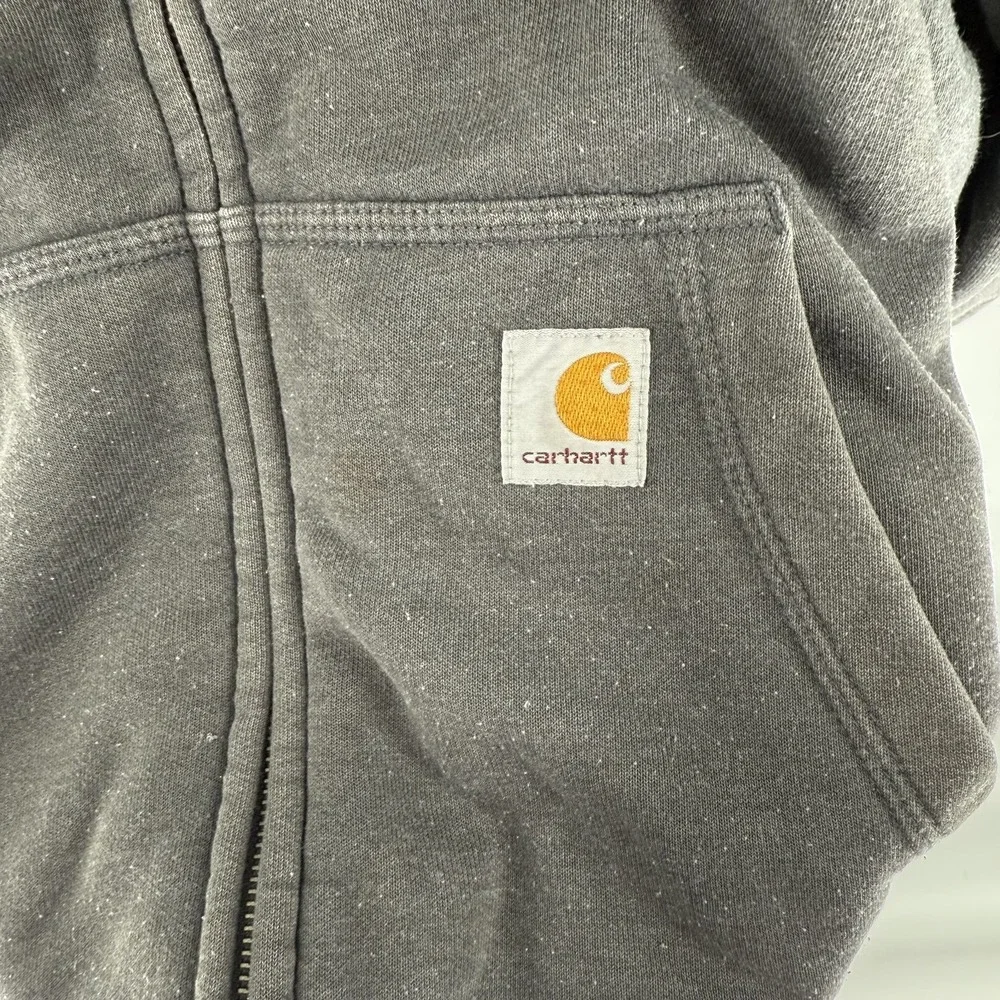 Carhartt Hoodie Mens 2XL Gray Full Zip Fleece Lined Pocket‎ Hooded Workwear